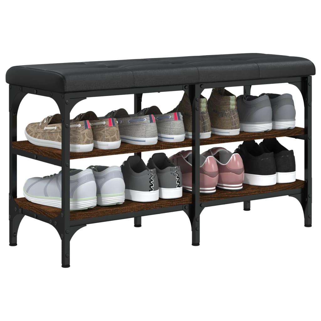 vidaXL Bancă de pantofi, stejar maro, 82x32x47 cm, lemn prelucrat