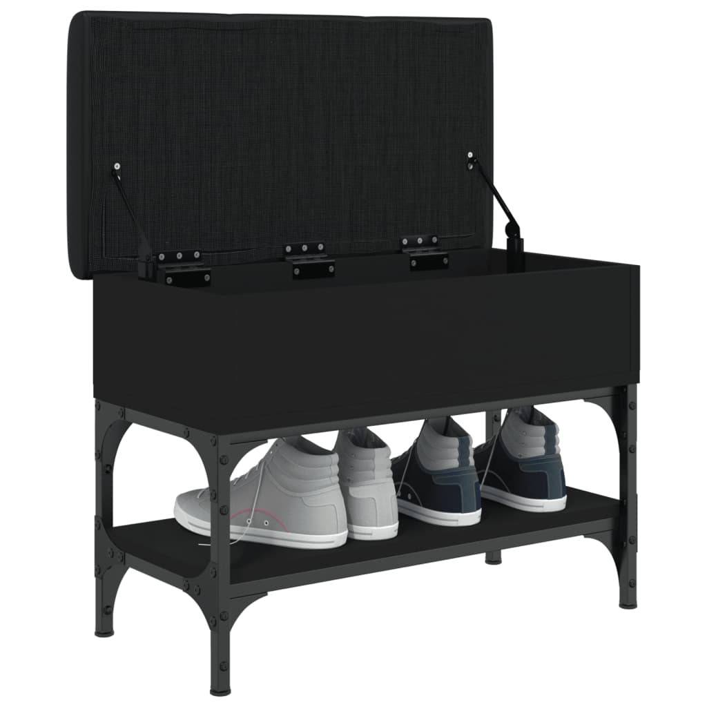 vidaXL Bancă de pantofi, negru, 62x32x45 cm, lemn prelucrat vidaXL Bancă de pantofi, negru, 62x32x45 cm, lemn prelucrat