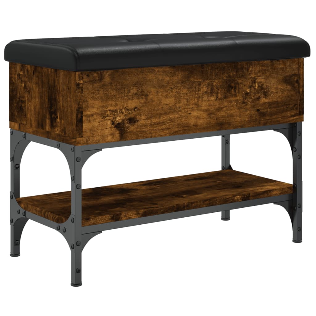 vidaXL Bancă de pantofi, stejar fumuriu, 62x32x45 cm, lemn prelucrat vidaXL Bancă de pantofi, stejar fumuriu, 62x32x45 cm, lemn prelucrat