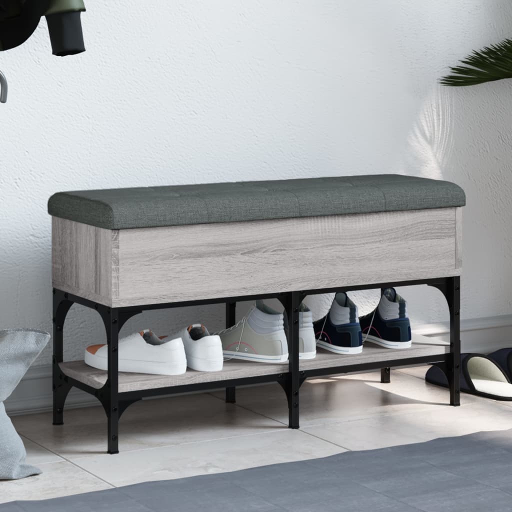 vidaXL Bancă de pantofi, gri sonoma, 82x32x45 cm, lemn prelucrat vidaXL Bancă de pantofi, gri sonoma, 82x32x45 cm, lemn prelucrat