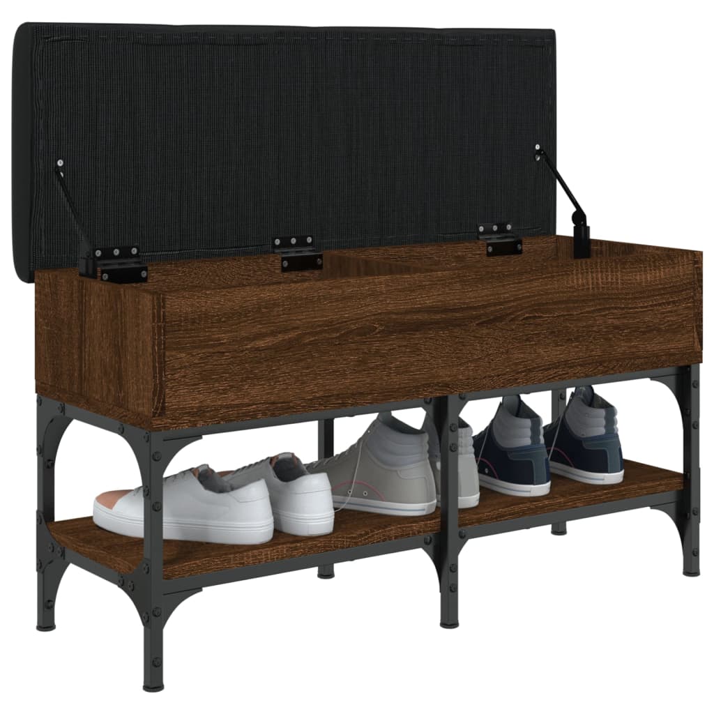 vidaXL Bancă de pantofi, stejar maro, 82x32x45 cm, lemn prelucrat vidaXL Bancă de pantofi, stejar maro, 82x32x45 cm, lemn prelucrat