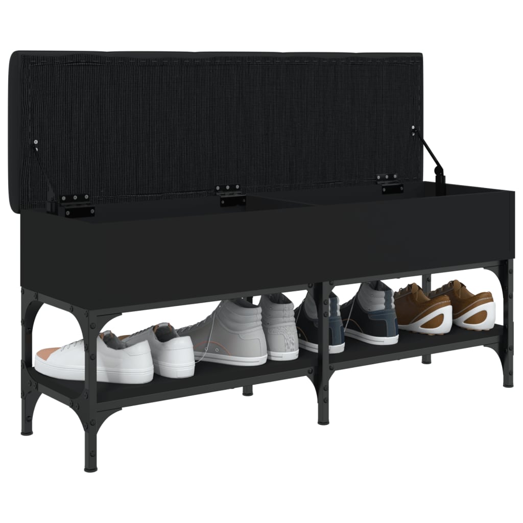 vidaXL Bancă de pantofi, negru, 102x32x45 cm, lemn prelucrat