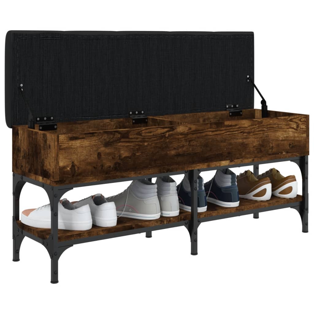 vidaXL Bancă de pantofi, stejar fumuriu, 102x32x45 cm, lemn prelucrat vidaXL Bancă de pantofi, stejar fumuriu, 102x32x45 cm, lemn prelucrat