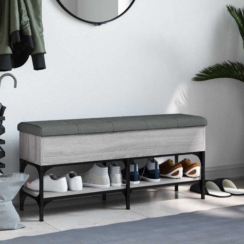 vidaXL Bancă de pantofi, gri sonoma, 102x32x45 cm, lemn prelucrat vidaXL Bancă de pantofi, gri sonoma, 102x32x45 cm, lemn prelucrat