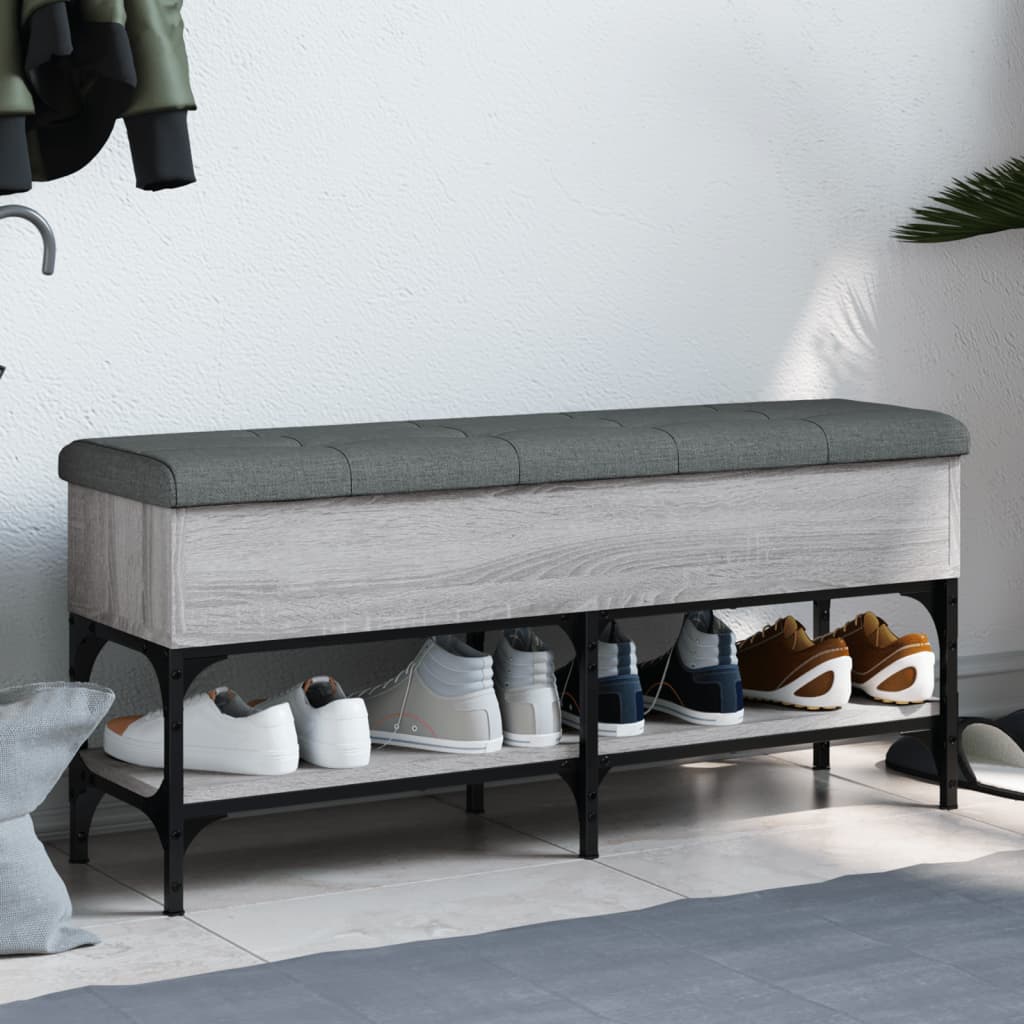 vidaXL Bancă de pantofi, gri sonoma, 102x32x45 cm, lemn prelucrat vidaXL Bancă de pantofi, gri sonoma, 102x32x45 cm, lemn prelucrat