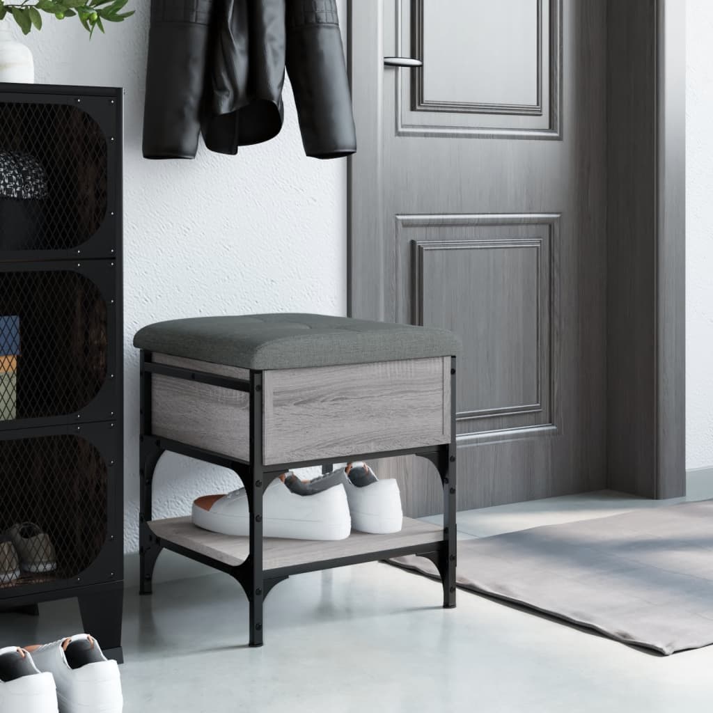 vidaXL Bancă de pantofi, gri sonoma, 42x42x45 cm, lemn prelucrat vidaXL Bancă de pantofi, gri sonoma, 42x42x45 cm, lemn prelucrat