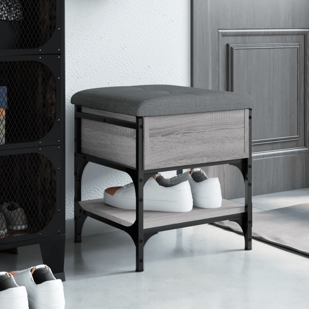 vidaXL Bancă de pantofi, gri sonoma, 42x42x45 cm, lemn prelucrat vidaXL Bancă de pantofi, gri sonoma, 42x42x45 cm, lemn prelucrat