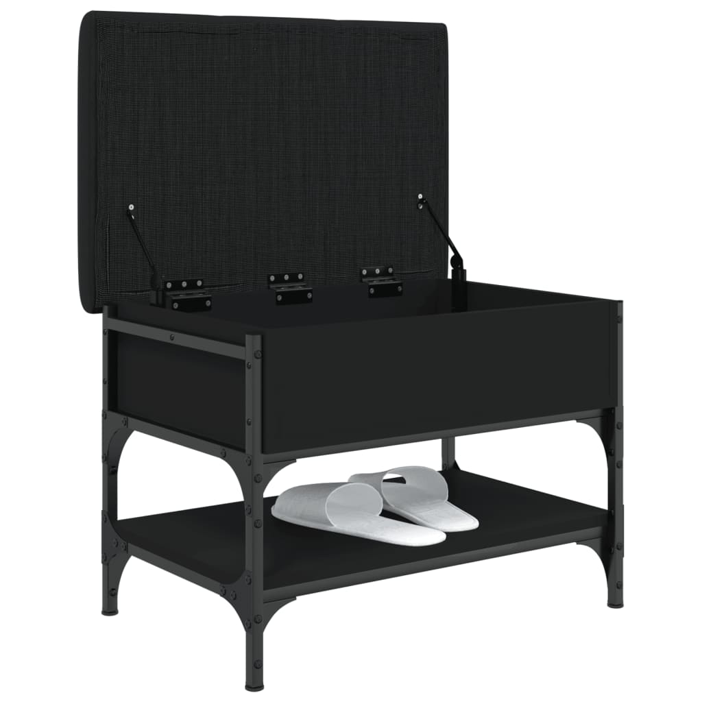 vidaXL Bancă de pantofi, negru, 62x42x45 cm, lemn prelucrat