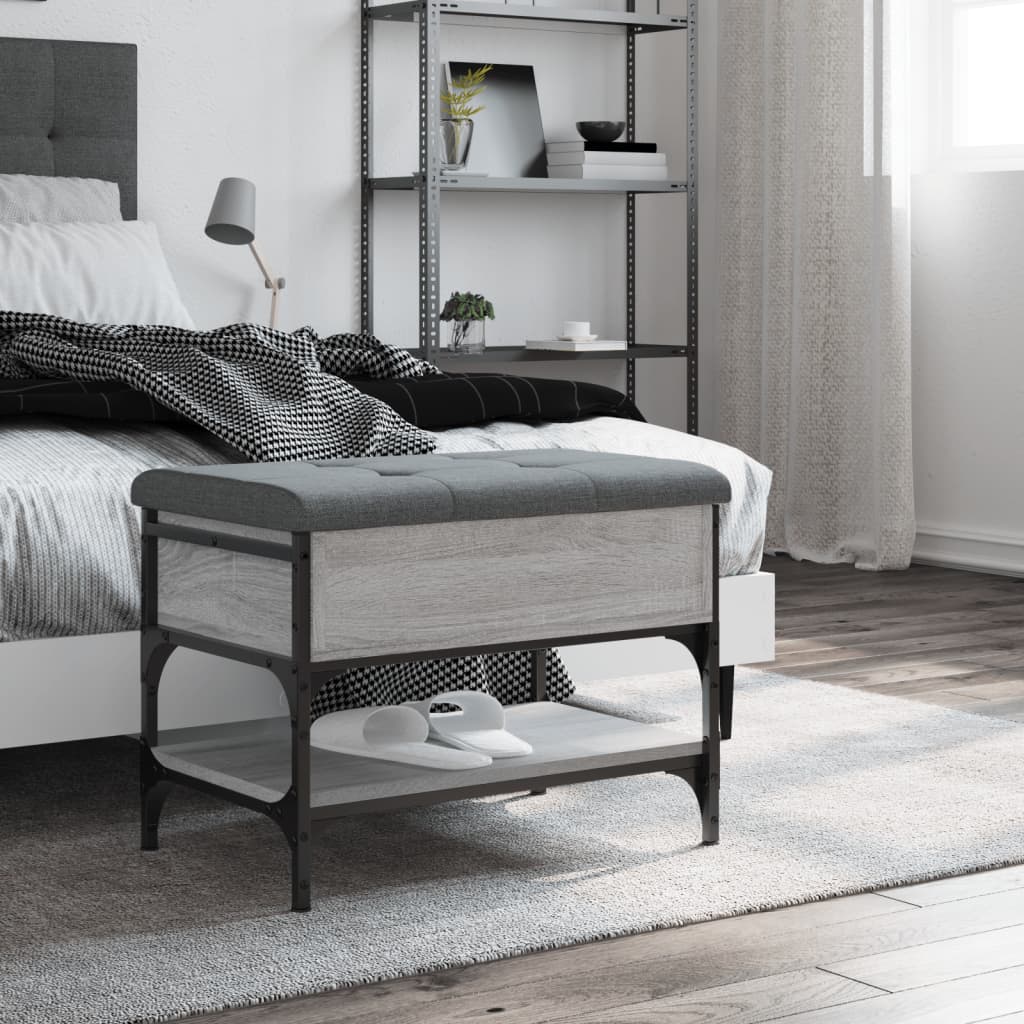 vidaXL Bancă de pantofi, gri sonoma, 62x42x45 cm, lemn prelucrat vidaXL Bancă de pantofi, gri sonoma, 62x42x45 cm, lemn prelucrat
