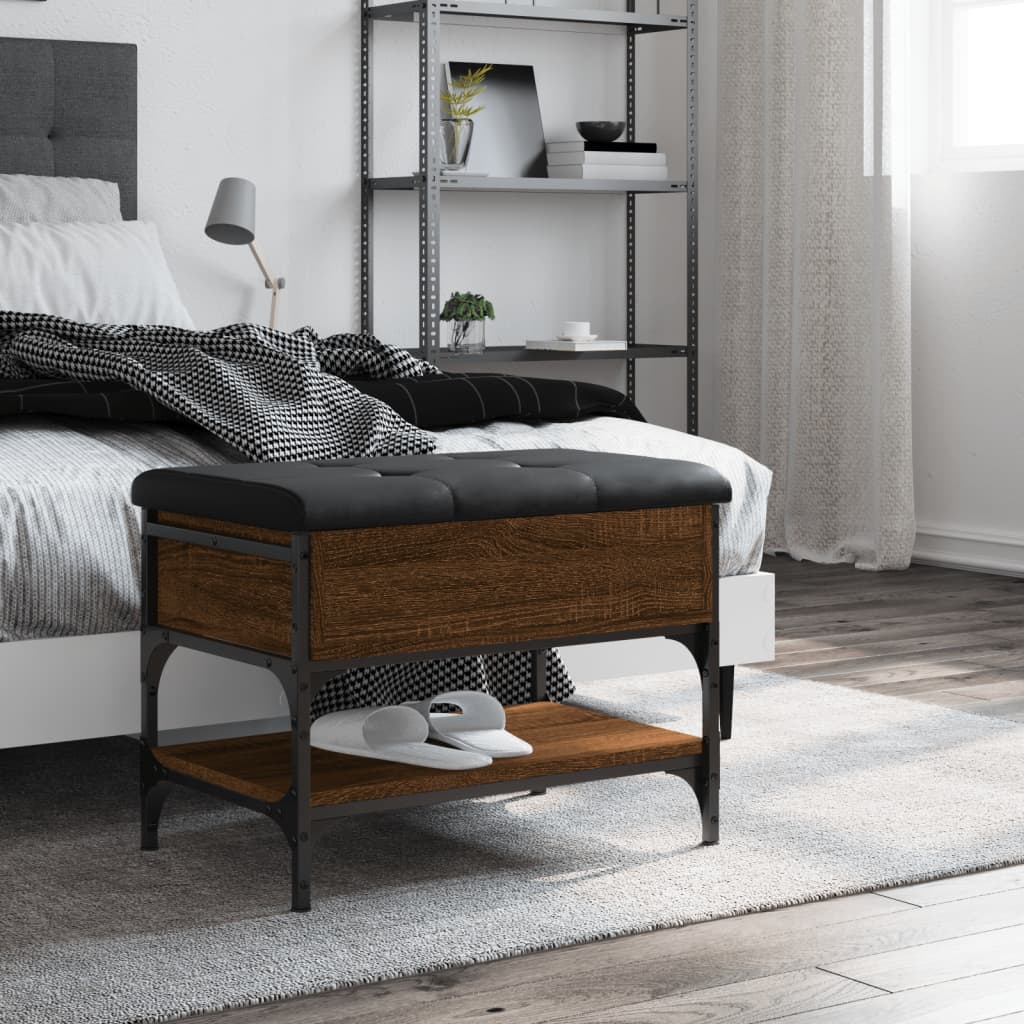 vidaXL Bancă de pantofi, stejar maro, 62x42x45 cm, lemn prelucrat vidaXL Bancă de pantofi, stejar maro, 62x42x45 cm, lemn prelucrat