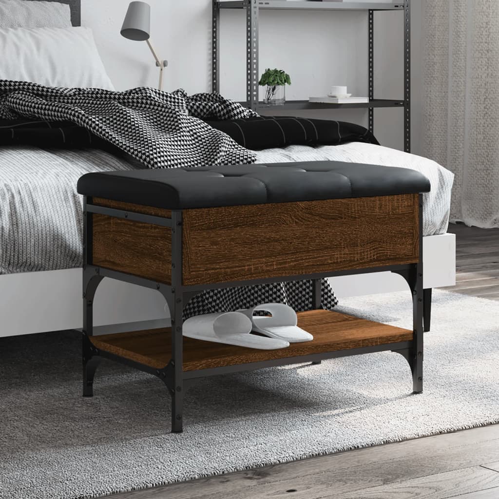 vidaXL Bancă de pantofi, stejar maro, 62x42x45 cm, lemn prelucrat vidaXL Bancă de pantofi, stejar maro, 62x42x45 cm, lemn prelucrat
