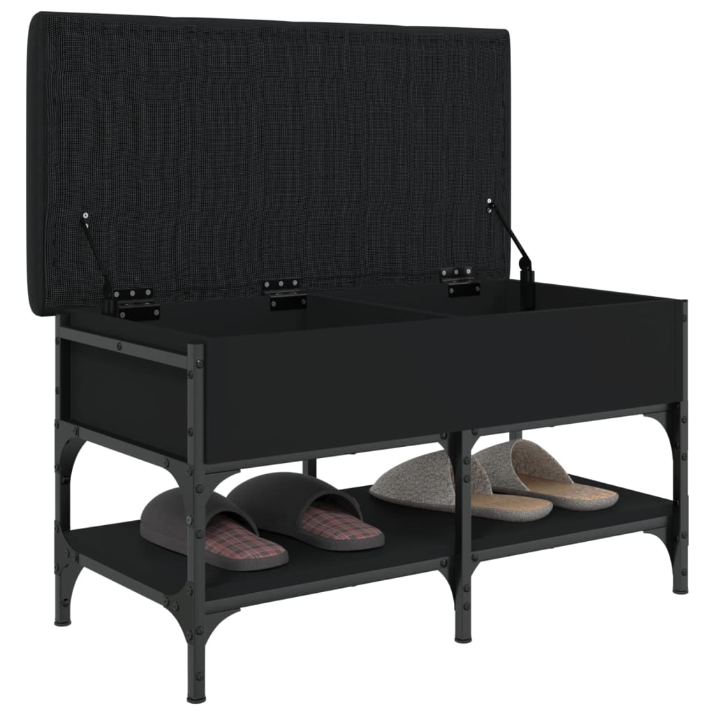 vidaXL Bancă de pantofi, negru, 82x42x45 cm, lemn prelucrat vidaXL Bancă de pantofi, negru, 82x42x45 cm, lemn prelucrat