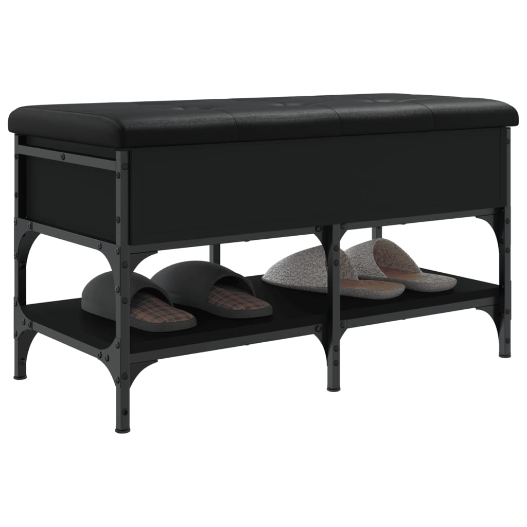 vidaXL Bancă de pantofi, negru, 82x42x45 cm, lemn prelucrat vidaXL Bancă de pantofi, negru, 82x42x45 cm, lemn prelucrat