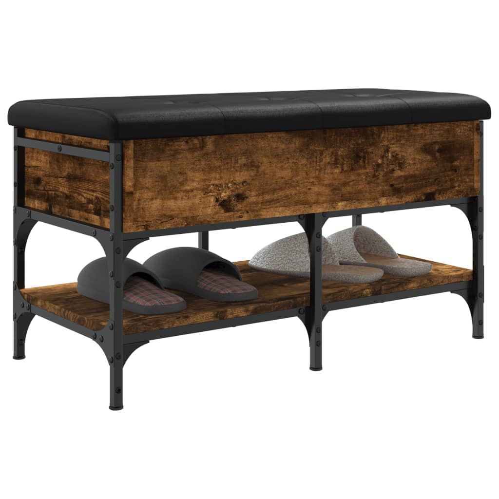 vidaXL Bancă de pantofi, stejar fumuriu, 82x42x45 cm, lemn prelucrat