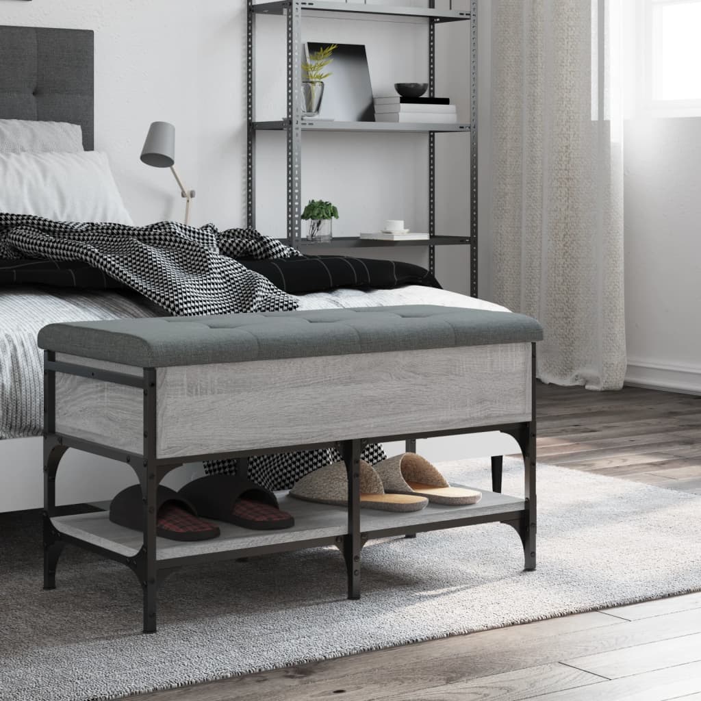 vidaXL Bancă de pantofi, gri sonoma, 82x42x45 cm, lemn prelucrat vidaXL Bancă de pantofi, gri sonoma, 82x42x45 cm, lemn prelucrat