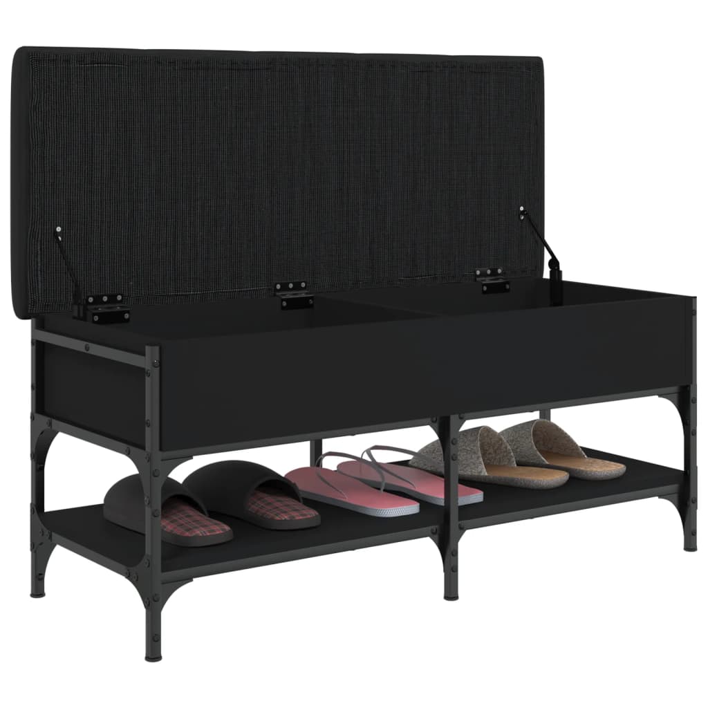 vidaXL Bancă de pantofi, negru, 102x42x45 cm, lemn prelucrat