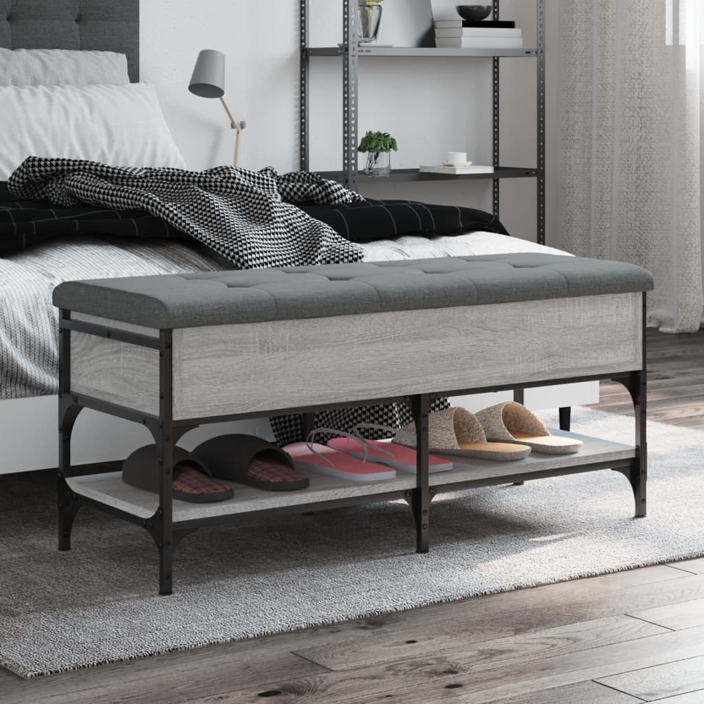 vidaXL Bancă de pantofi, gri sonoma, 102x42x45 cm, lemn prelucrat vidaXL Bancă de pantofi, gri sonoma, 102x42x45 cm, lemn prelucrat