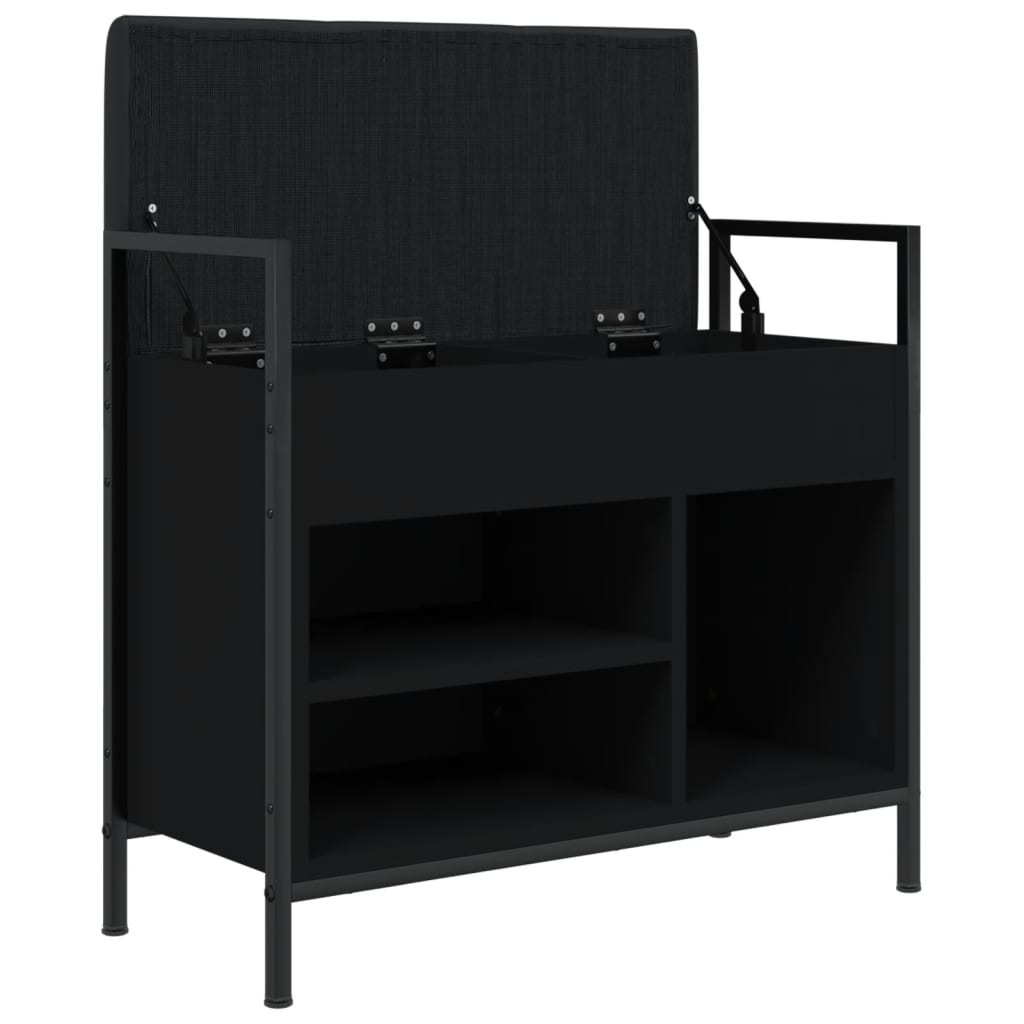 vidaXL Bancă de pantofi, negru, 65,5x32x57,5 cm, lemn prelucrat