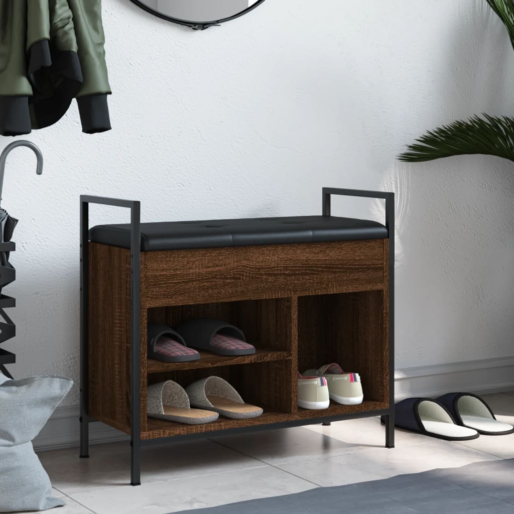 vidaXL Bancă de pantofi, stejar maro, 65,5x32x57,5 cm, lemn prelucrat vidaXL Bancă de pantofi, stejar maro, 65,5x32x57,5 cm, lemn prelucrat