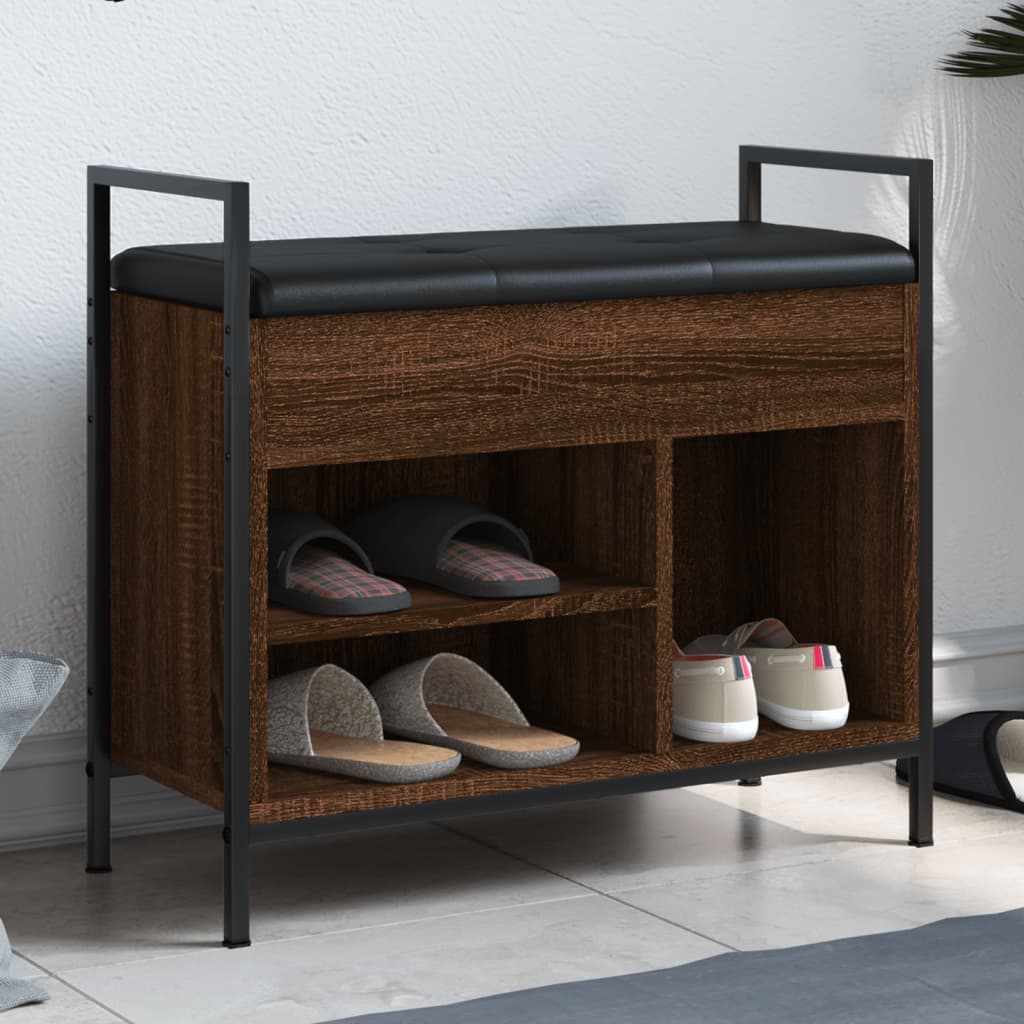vidaXL Bancă de pantofi, stejar maro, 65,5x32x57,5 cm, lemn prelucrat vidaXL Bancă de pantofi, stejar maro, 65,5x32x57,5 cm, lemn prelucrat