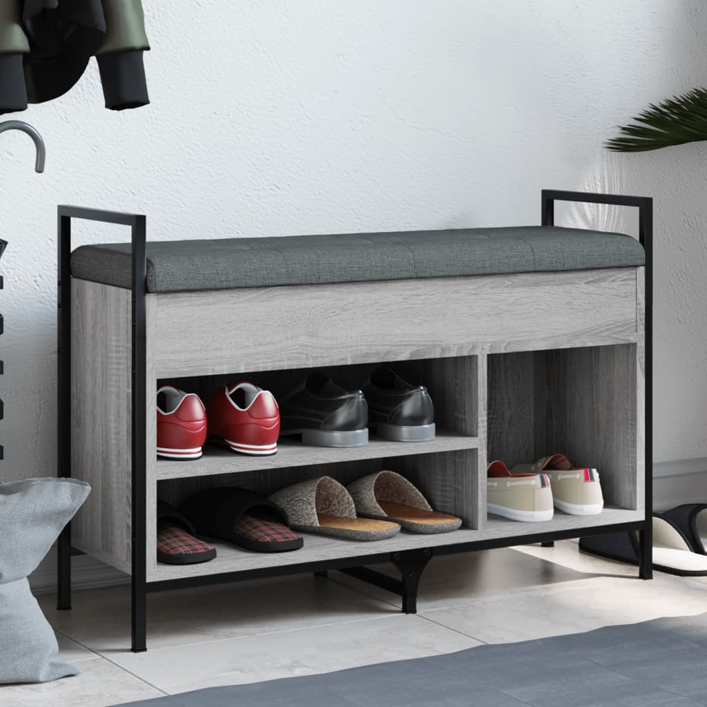 vidaXL Bancă de pantofi, gri sonoma, 85,5x32x57,5 cm, lemn prelucrat vidaXL Bancă de pantofi, gri sonoma, 85,5x32x57,5 cm, lemn prelucrat