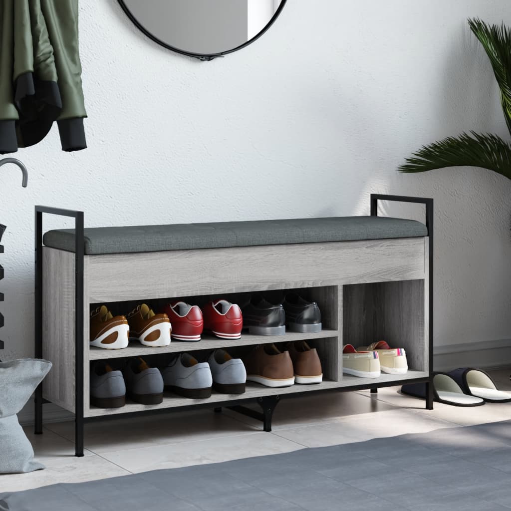 vidaXL Bancă de pantofi, gri sonoma, 105,5x32x57,5 cm, lemn prelucrat vidaXL Bancă de pantofi, gri sonoma, 105,5x32x57,5 cm, lemn prelucrat