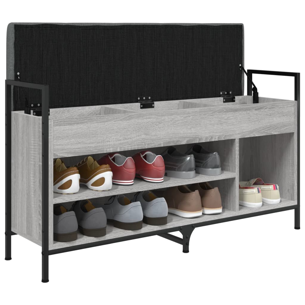 vidaXL Bancă de pantofi, gri sonoma, 105,5x32x57,5 cm, lemn prelucrat vidaXL Bancă de pantofi, gri sonoma, 105,5x32x57,5 cm, lemn prelucrat