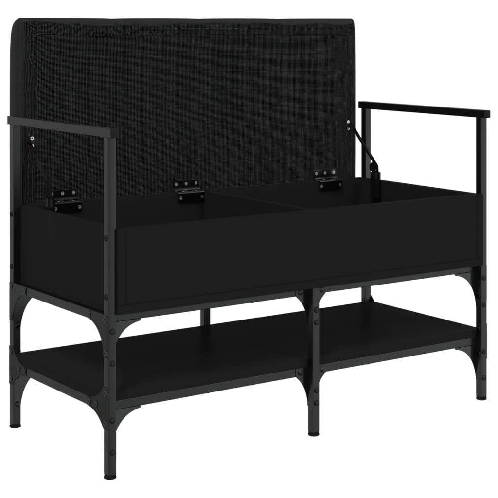 vidaXL Bancă de pantofi, negru, 85,5x42x57,5 cm, lemn prelucrat