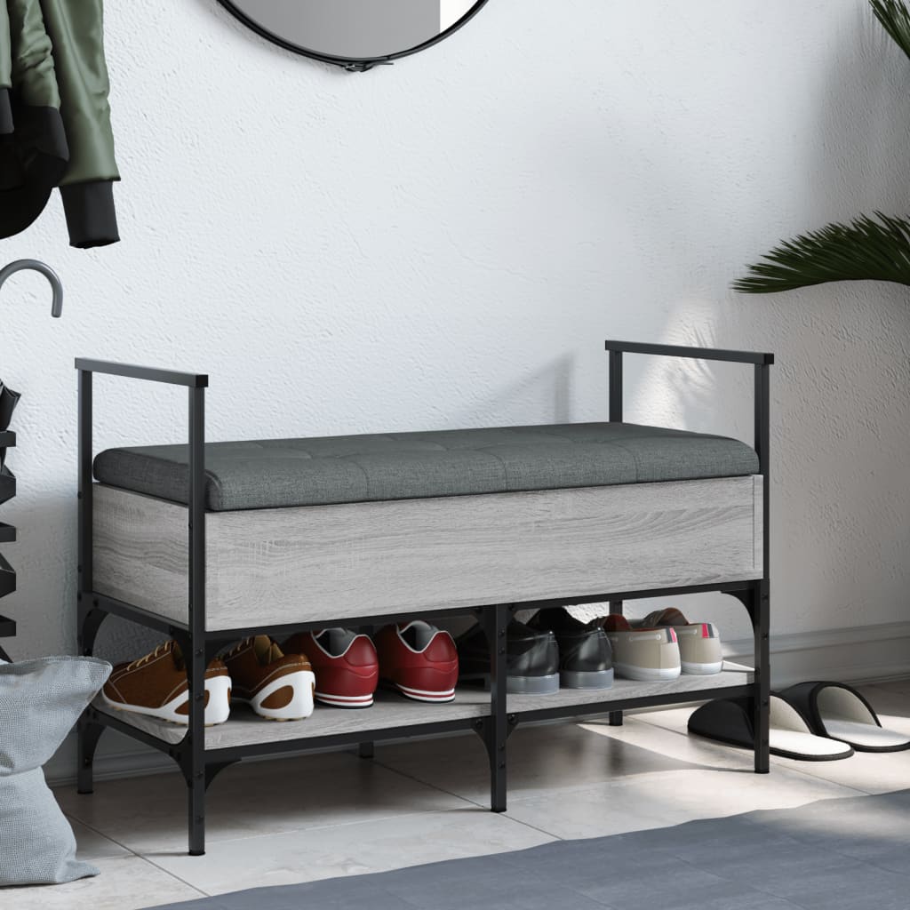vidaXL Bancă de pantofi, gri sonoma, 85,5x42x57,5 cm, lemn prelucrat