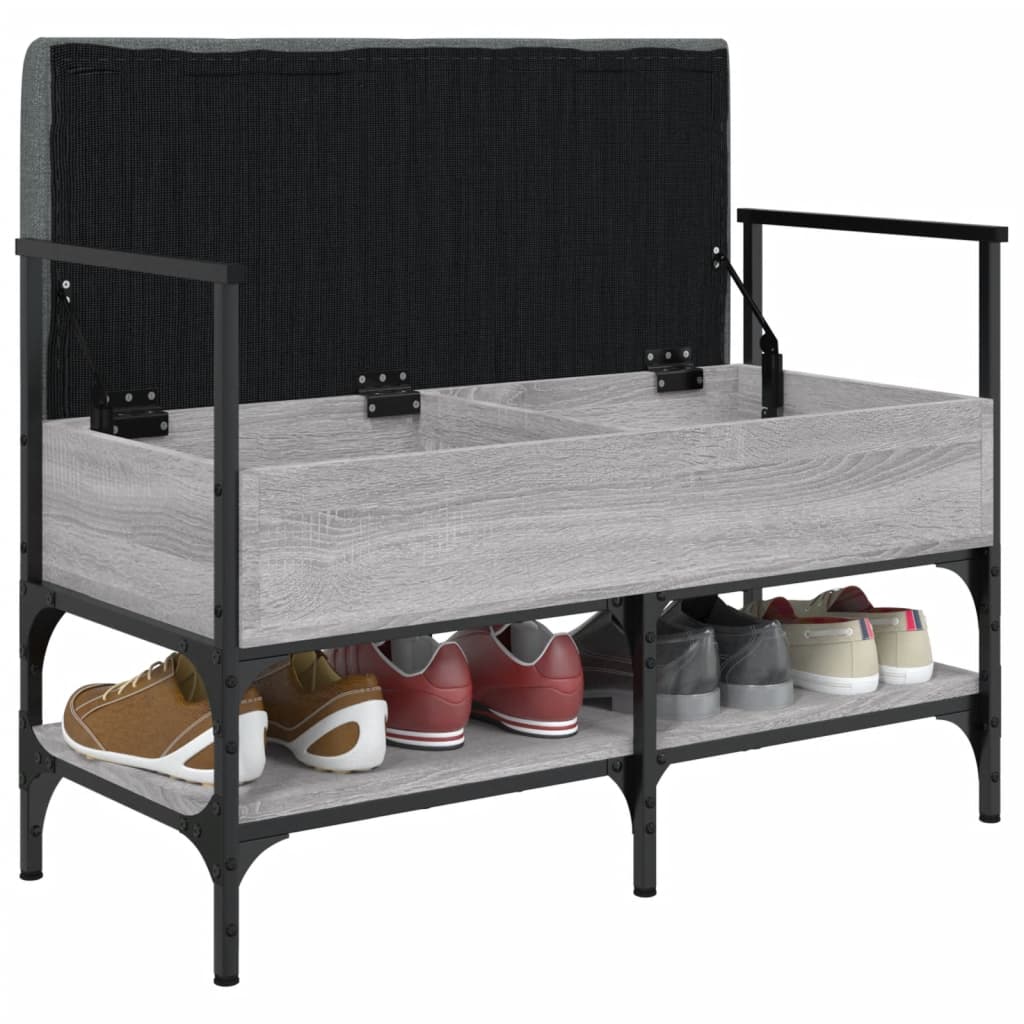 vidaXL Bancă de pantofi, gri sonoma, 85,5x42x57,5 cm, lemn prelucrat