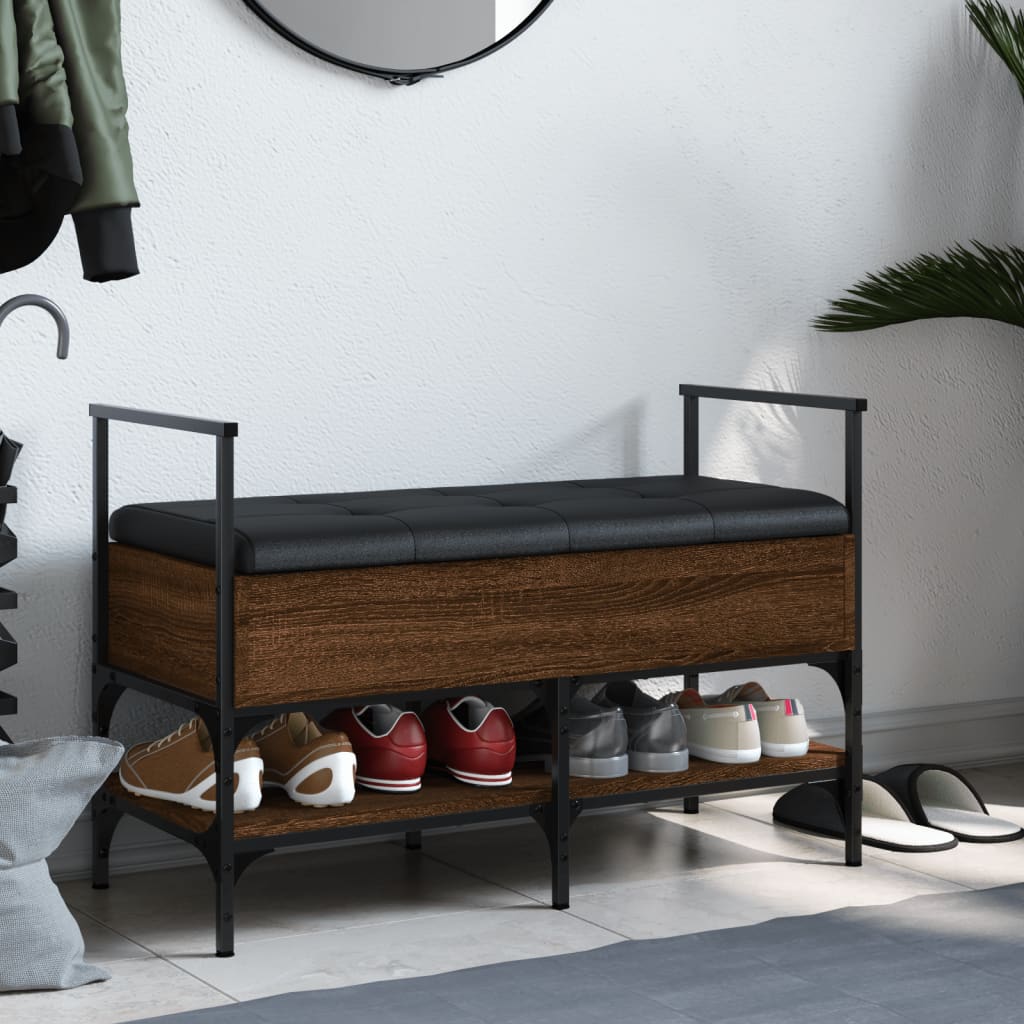 vidaXL Bancă de pantofi, stejar maro, 85,5x42x57,5 cm, lemn prelucrat