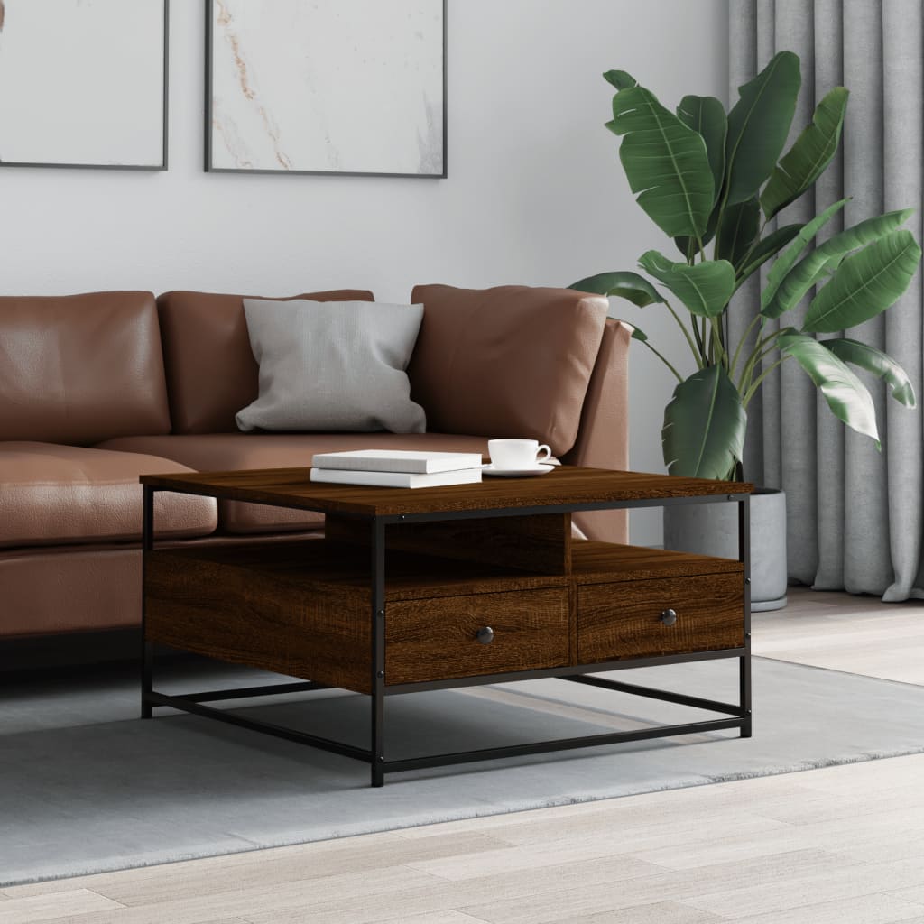 vidaXL Măsuță de cafea, stejar maro, 80x80x45 cm, lemn prelucrat vidaXL Măsuță de cafea, stejar maro, 80x80x45 cm, lemn prelucrat