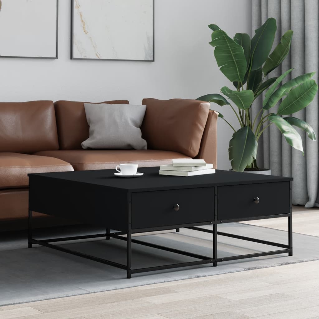 vidaXL Măsuță de cafea, negru, 100x99x40 cm, lemn prelucrat vidaXL Măsuță de cafea, negru, 100x99x40 cm, lemn prelucrat