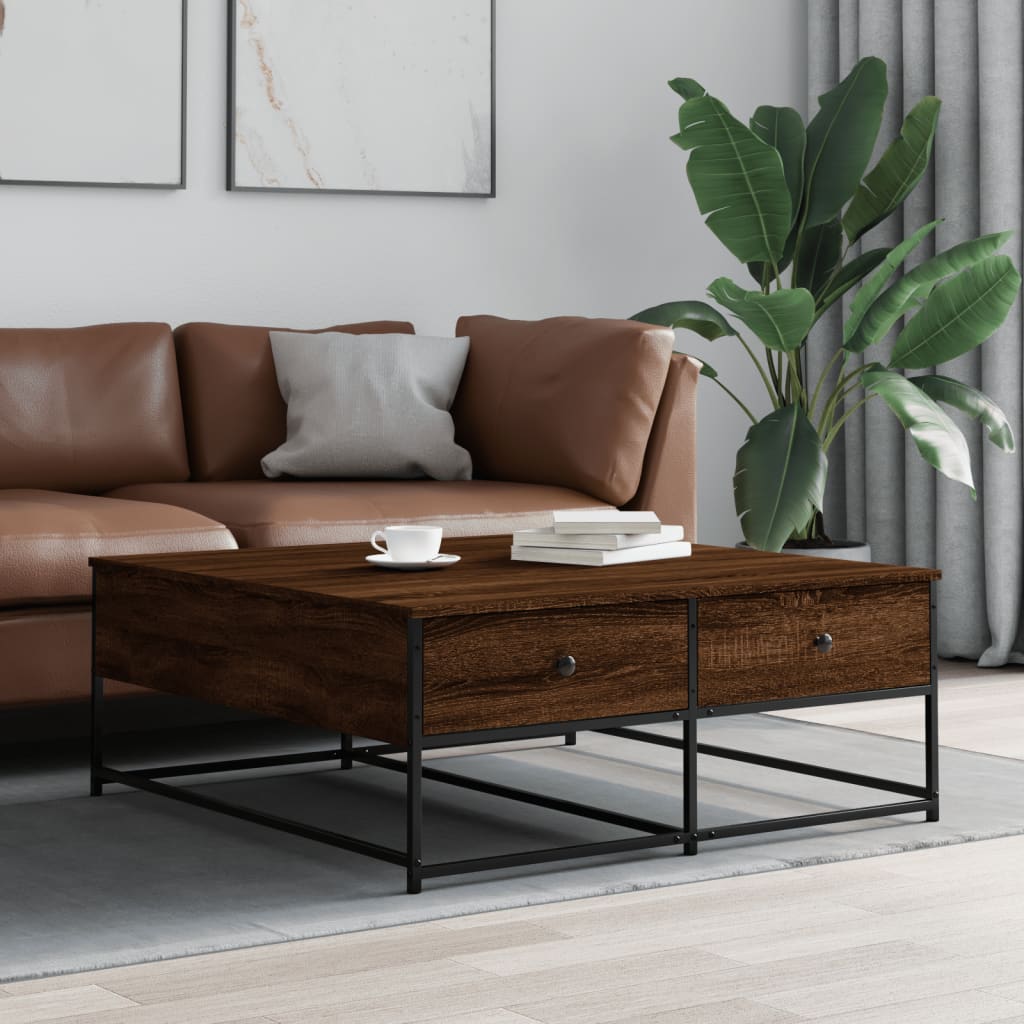 vidaXL Măsuță de cafea, stejar maro, 100x99x40 cm, lemn prelucrat vidaXL Măsuță de cafea, stejar maro, 100x99x40 cm, lemn prelucrat