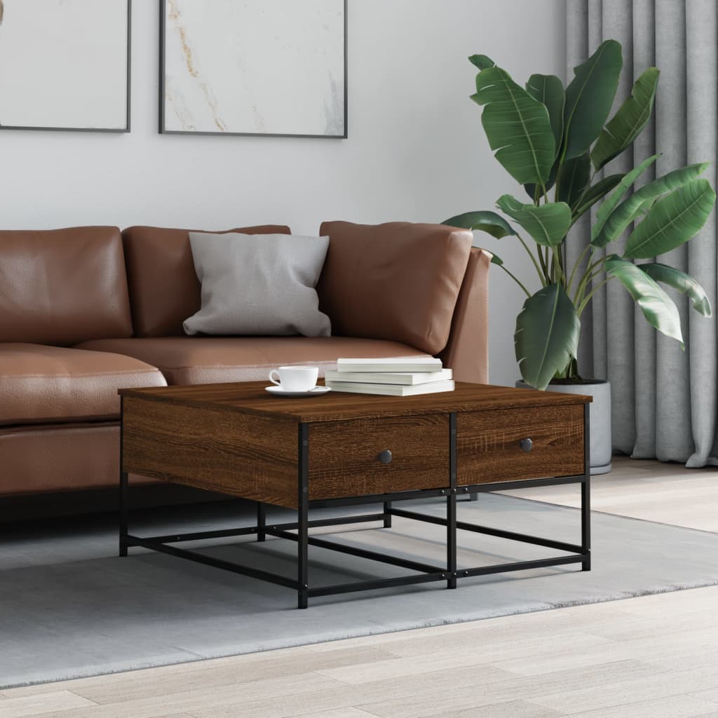 vidaXL Măsuță de cafea, stejar maro, 80x80x40 cm, lemn prelucrat vidaXL Măsuță de cafea, stejar maro, 80x80x40 cm, lemn prelucrat