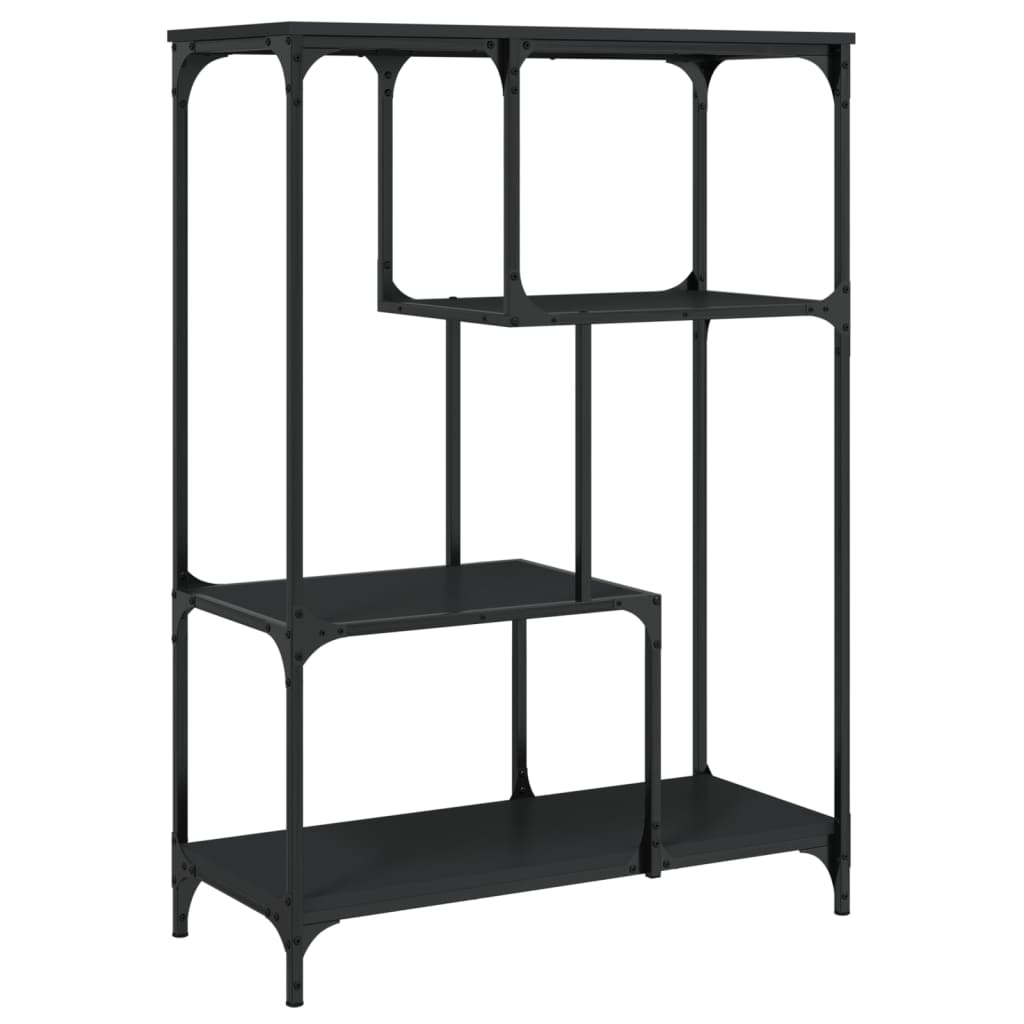 vidaXL Raft de cărți, negru, 81x36x115 cm, lemn prelucrat și fier vidaXL Raft de cărți, negru, 81x36x115 cm, lemn prelucrat și fier