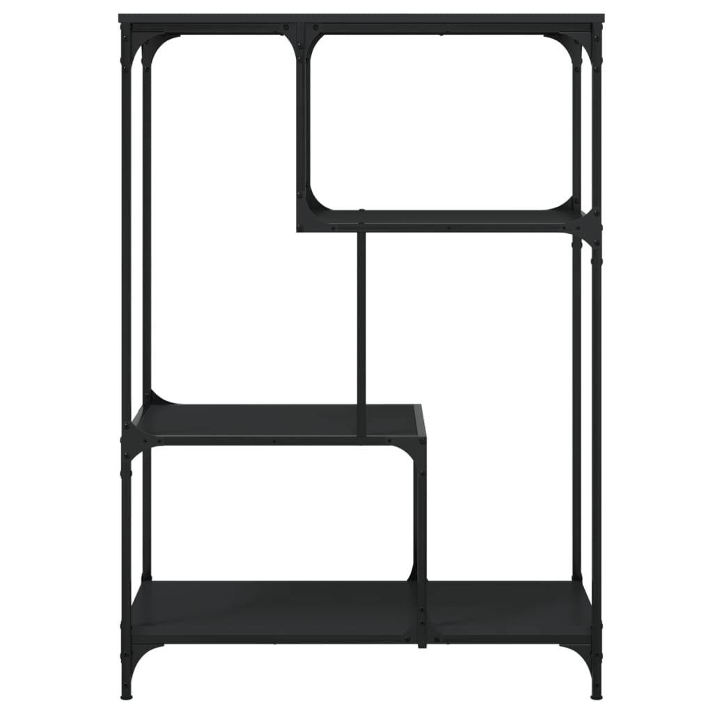 vidaXL Raft de cărți, negru, 81x36x115 cm, lemn prelucrat și fier vidaXL Raft de cărți, negru, 81x36x115 cm, lemn prelucrat și fier