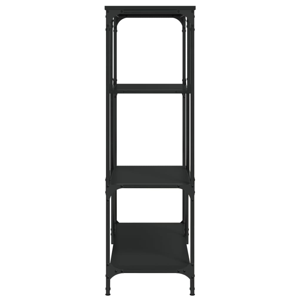 vidaXL Raft de cărți, negru, 81x36x115 cm, lemn prelucrat și fier vidaXL Raft de cărți, negru, 81x36x115 cm, lemn prelucrat și fier