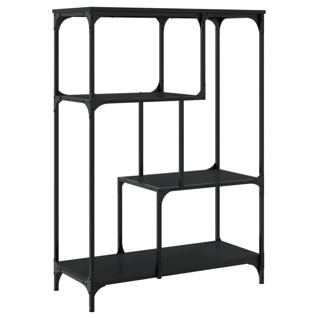 vidaXL Raft de cărți, negru, 81x36x115 cm, lemn prelucrat și fier vidaXL Raft de cărți, negru, 81x36x115 cm, lemn prelucrat și fier