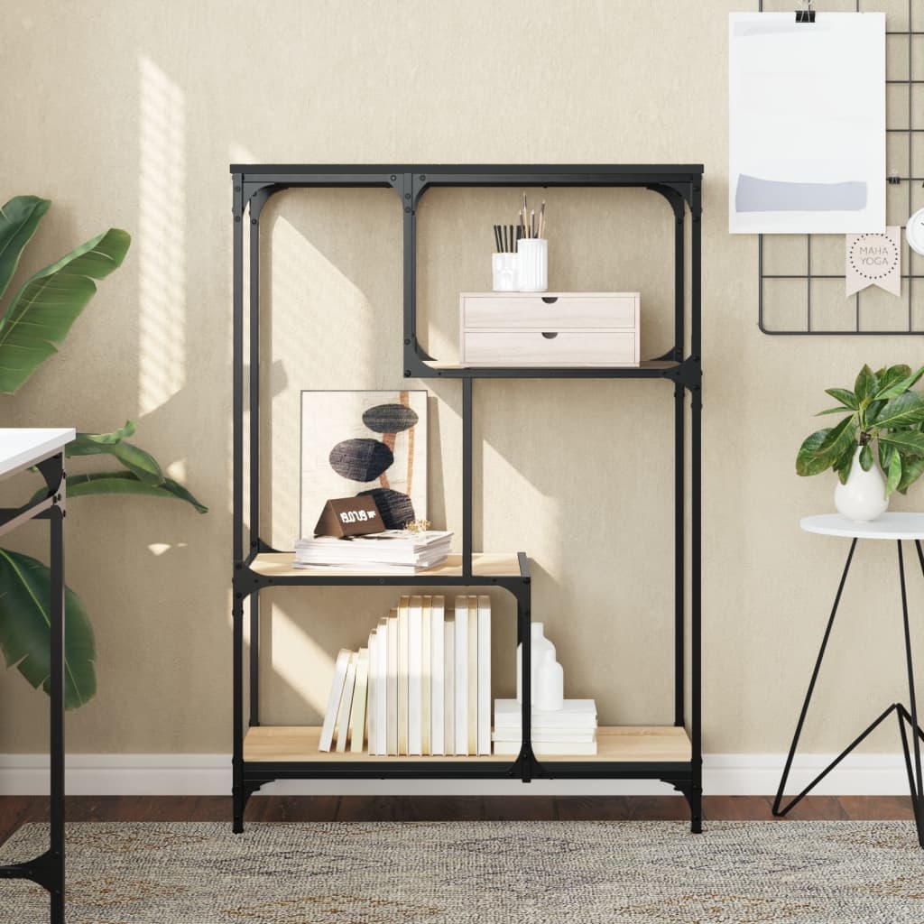 vidaXL Raft de cărți stejar sonoma, 81x36x115 cm, lemn compozit/oțel vidaXL Raft de cărți stejar sonoma, 81x36x115 cm, lemn compozit/oțel