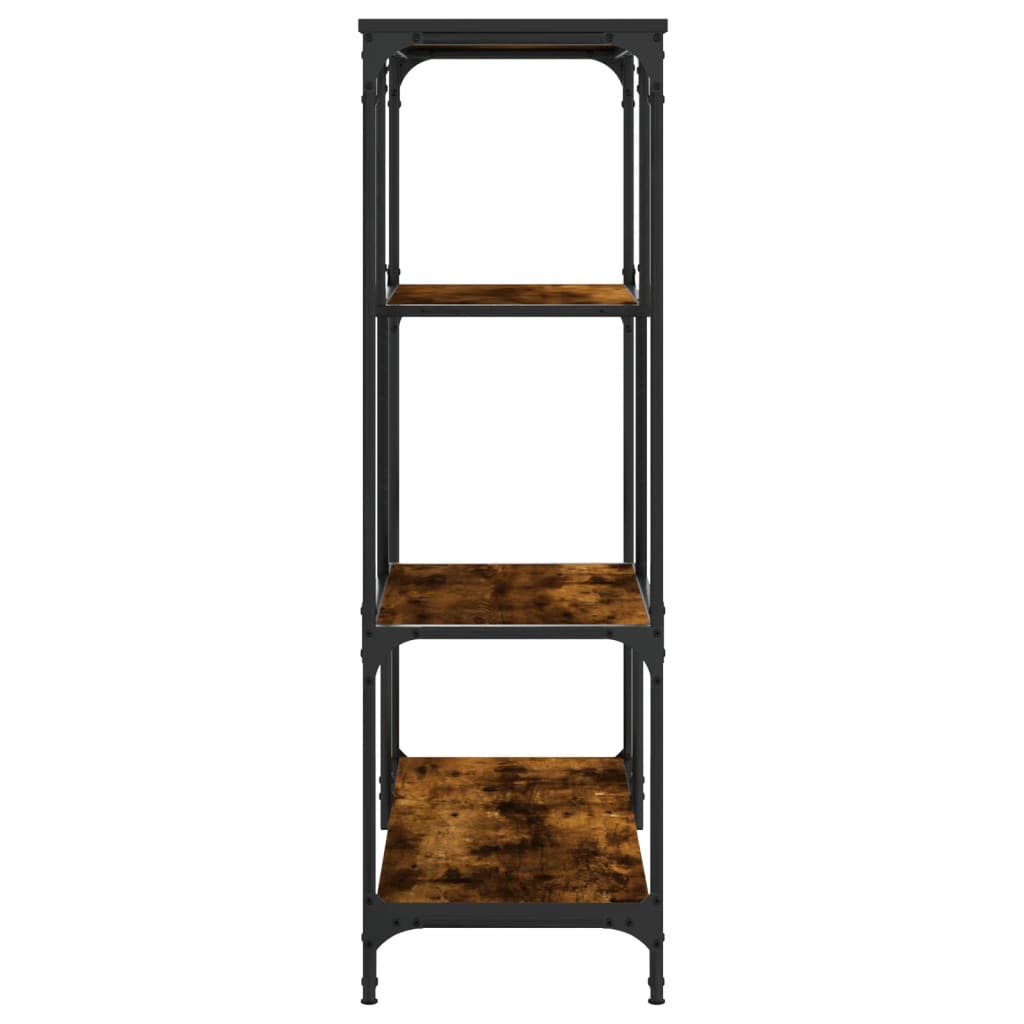 vidaXL Bibliotecă, stejar fumuriu, 81x36x115 cm, lemn prelucrat/oțel