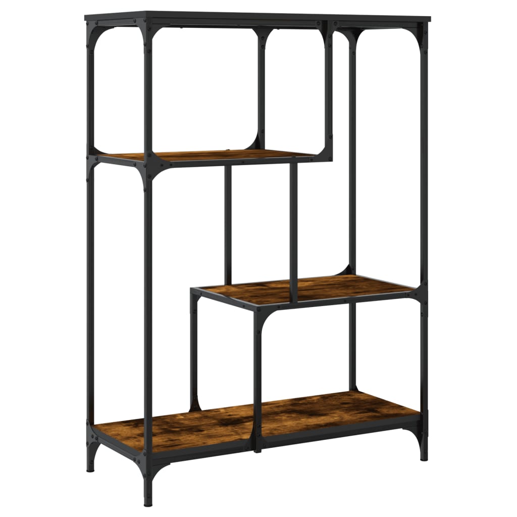 vidaXL Bibliotecă, stejar fumuriu, 81x36x115 cm, lemn prelucrat/oțel