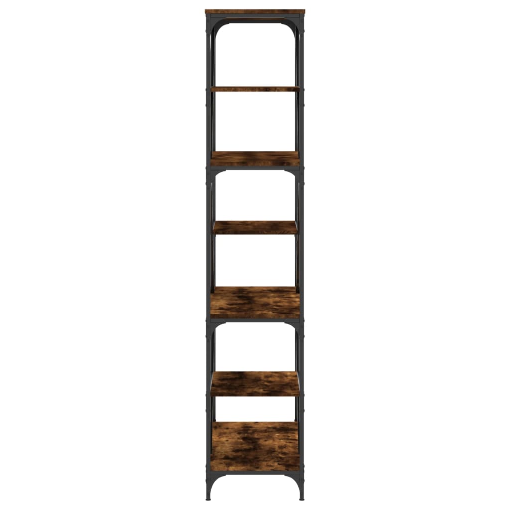 vidaXL Bibliotecă, stejar fumuriu, 91x36x176 cm, lemn prelucrat/oțel