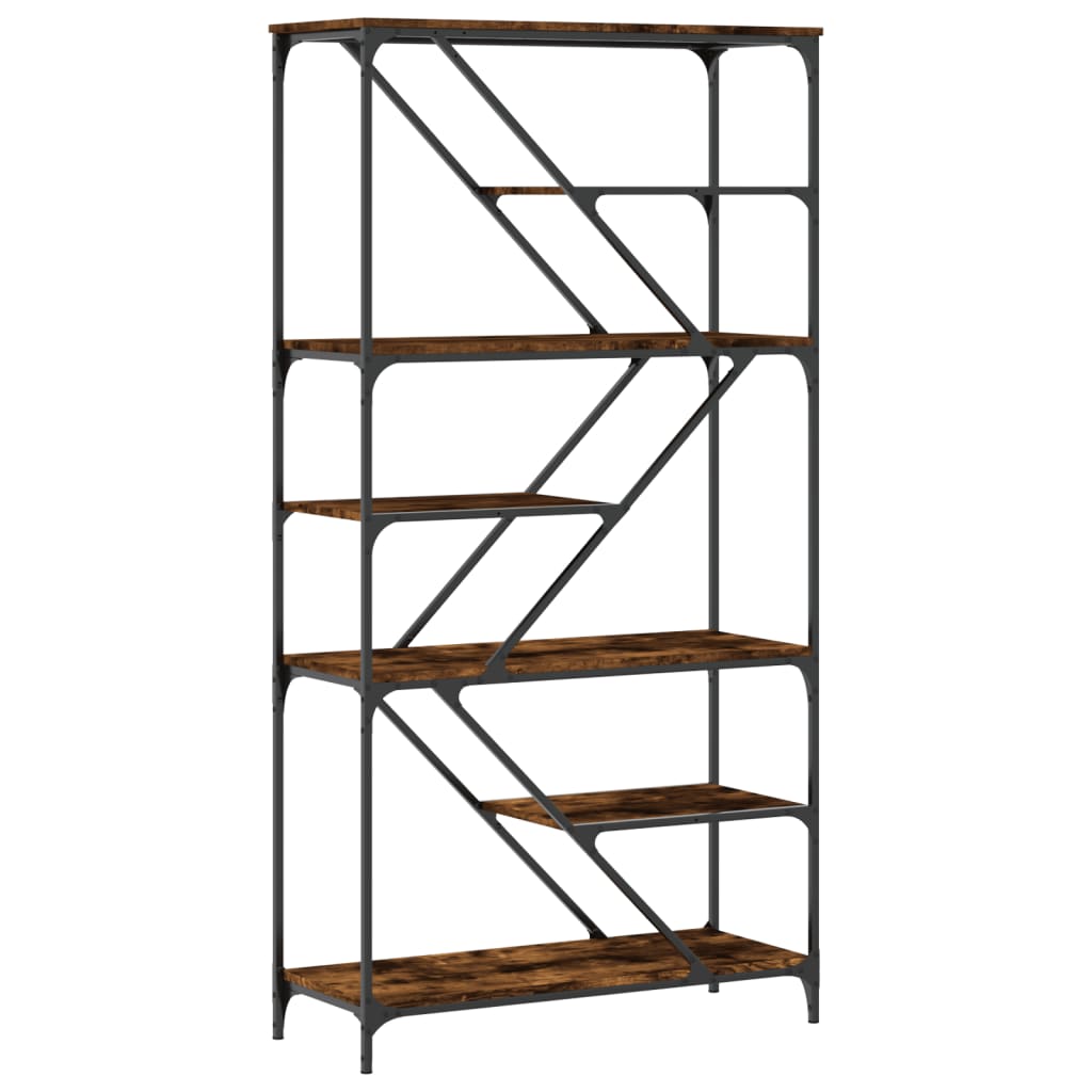 vidaXL Bibliotecă, stejar fumuriu, 91x36x176 cm, lemn prelucrat/oțel