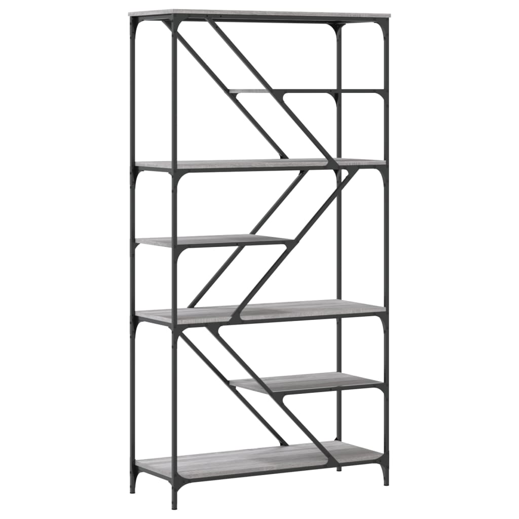 vidaXL Raft de cărți gri sonoma 91x36x176 cm lemn prelucrat și oțel vidaXL Raft de cărți gri sonoma 91x36x176 cm lemn prelucrat și oțel