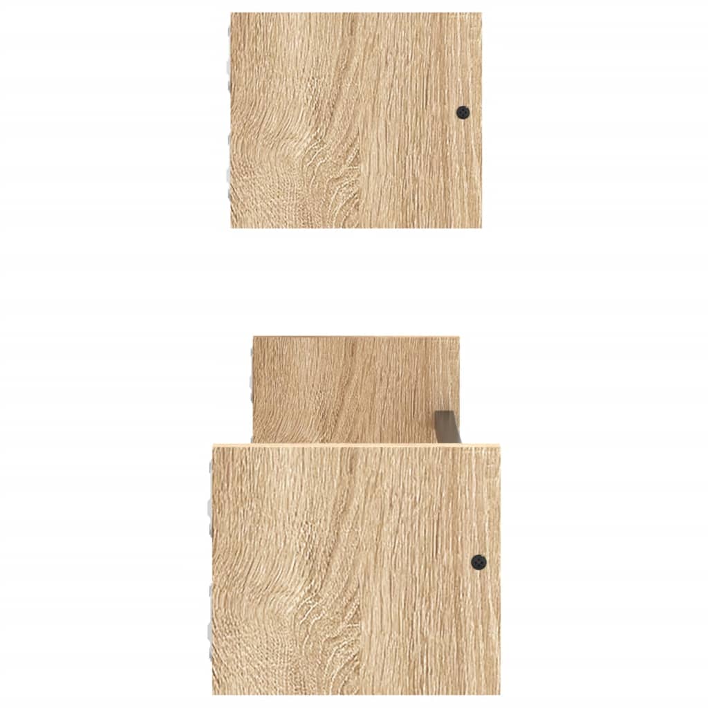vidaXL Rafturi de perete cu bare, 2 buc, stejar sonoma, 60x16x14 cm vidaXL Rafturi de perete cu bare, 2 buc, stejar sonoma, 60x16x14 cm