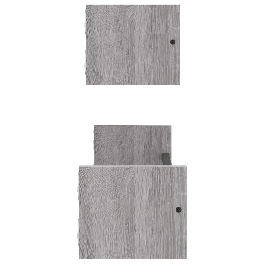 vidaXL Rafturi de perete cu bare, 2 buc, gri sonoma, 60x16x14 cm vidaXL Rafturi de perete cu bare, 2 buc, gri sonoma, 60x16x14 cm