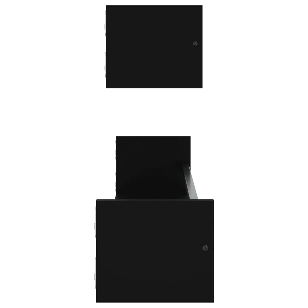 vidaXL Rafturi de perete cu bare, 2 buc, negru, 80x16x14 cm vidaXL Rafturi de perete cu bare, 2 buc, negru, 80x16x14 cm