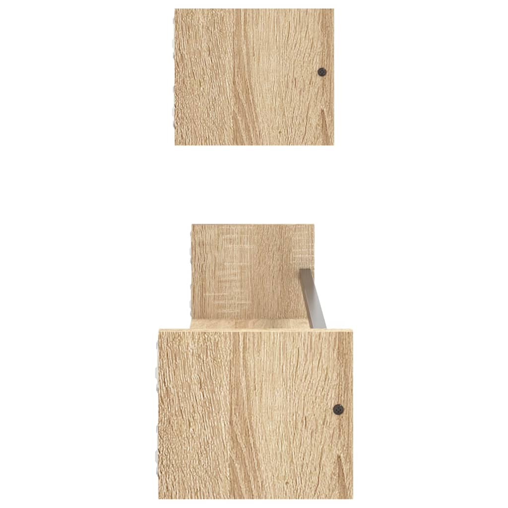 vidaXL Rafturi de perete cu bare, 2 buc, stejar sonoma, 80x16x14 cm vidaXL Rafturi de perete cu bare, 2 buc, stejar sonoma, 80x16x14 cm