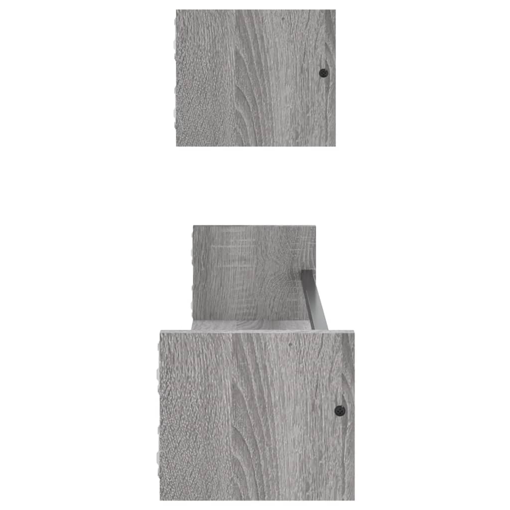 vidaXL Rafturi de perete cu bare, 2 buc, gri sonoma, 80x16x14 cm vidaXL Rafturi de perete cu bare, 2 buc, gri sonoma, 80x16x14 cm